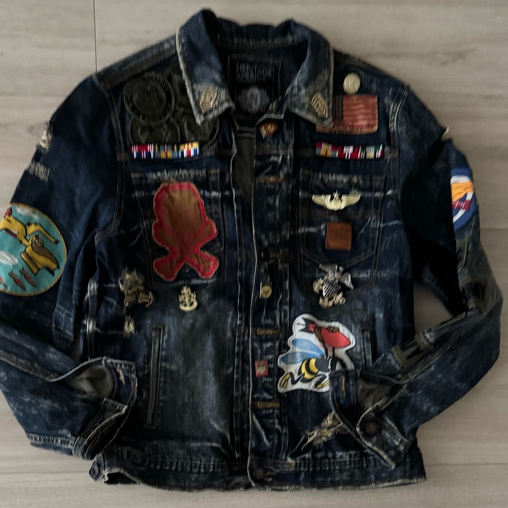 Heritage America Jean Distressed Military Patches jacket X Large